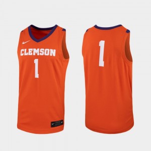 Men's Orange Clemson Tigers #1 College Basketball Replica Jersey 995186-607