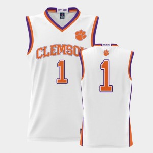 Youth White Clemson Tigers #1 ProSphere College Basketball Jersey 270928-572